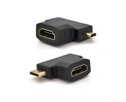 Перехідник mini HDMI(папа)-micro HDMI(папа)-HDMI(мама)