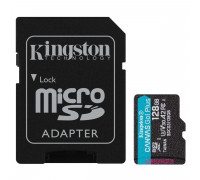 Kingston Canvas Go! 128 GB  Plus A2 V30 UHS-I U3 microSDXC Class 10, R:170 Mb/s;W:90 Mb/s, SD адаптер (SDCG3/128GB)