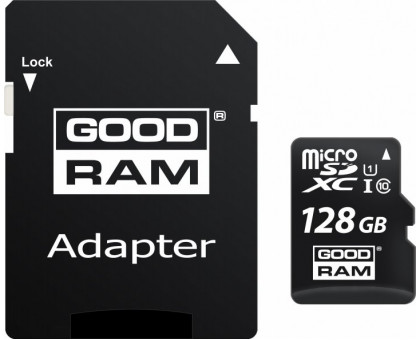 GoodRam 128Gb UHS-I U1 microSDXC Class 10, R:up to 100 Mb/s;W:10 Mb/s, SD адаптер (M1AA-1280R12)