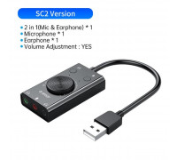 ORICO Sound Card USB Adjustable 2 in 1 With 3 Port Mic Headphone Audio Adapter Volume External Portable For Windows Mac Linux