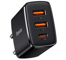 Мережевий ЗП Baseus Compact Quick Charger 2U+C Black (CCXJ-E01) Швидка зарядка PD 3.0, QC 3.0, FCP, AFC 2*USB + 1*USB Type-C/30W