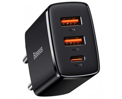 Мережевий ЗП Baseus Compact Quick Charger 2U+C Black (CCXJ-E01) Швидка зарядка PD 3.0, QC 3.0, FCP, AFC 2*USB + 1*USB Type-C/30W