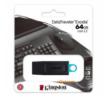 Kingston 64 GB USB 3.2 DataTraveler Exodia Black (DTX/64GB) Пластик