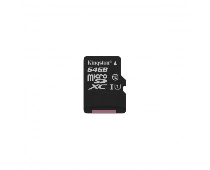 Kingston 64Gb Canvas Select Plus A1 V10 UHS-I U1 microSDHC Class 10, R:up to 100 Mb/s, SD адаптер (SDCS2/64GB)