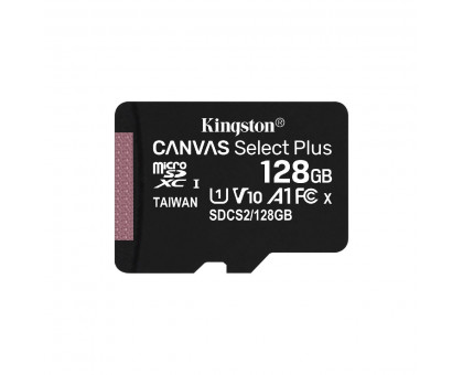 Kingston 128Gb Canvas Select Plus 100R A1 C10 A1 V10 UHS-I U1 microSDXC Class 10, R:100 Mb/s;W:80 Mb/s (SDCS2/128GBSP)