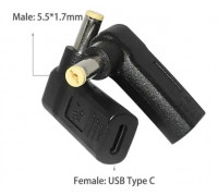 Перехідник PD (Power Delivery) тригер 18-20v Type-C (female) (max 5a, 100w) на 5.5x1.7mm з USB Type-C (Female) Power Delivery PD