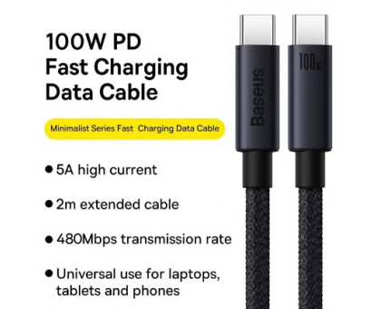 Type-C -> Type-C Baseus Cafule 100W (cajy020001) чорний