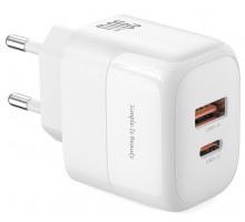 Мережева зарядка XO L138 - GaN 30W PD USB-C & 18W QC USB-A (Білий)