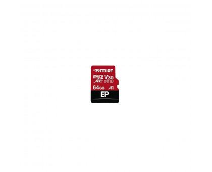 Patriot 64 GB EP Series V30 UHS-I U3 microSDXC Class 10, R:100 Mb/s;W:80 Mb/s, SD адаптер (PEF64GEP31MCX)