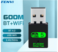 FENVI 600Mbps USB WiFi Bluetooth Adapter 2in1 Dongle Dual Band 2.4G 5GHz