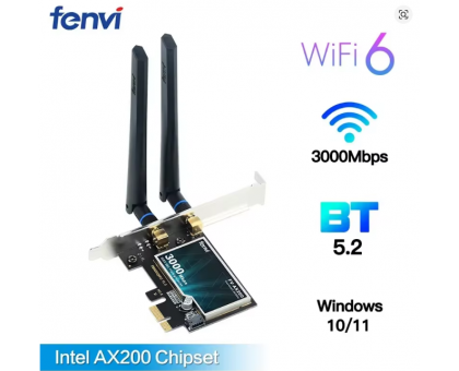 Fenvi WiFi6 FV-AX200 3000Mbps PCIE WiFi Card Adapter Bluetooth5.2 Dual Band 2.4G/5Ghz 802.11AX