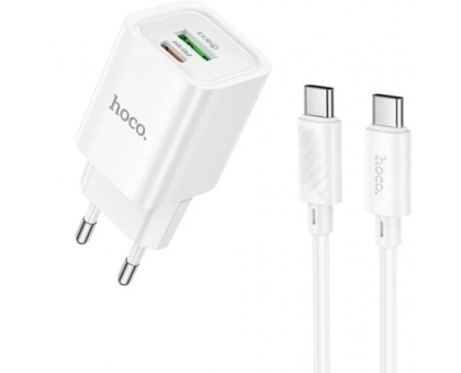 Мережевий ЗП HOCO C149A Charm White + кабель Type-C - Type-C (6942007630351) Швидка зарядка QC 3.0, PD 3.0, PPS, AFC, FCP, SCP 1