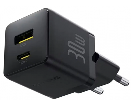 Мережевий ЗП Baseus Palm C+U 30W Black (P1011160A113-00) Швидка зарядка PD 3.0, QC 3.0 1*USB + 1*USB Type-C/3 A/5 - 12 V