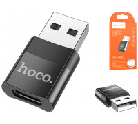 Перехідник USB/Type-C HOCO UA17 (6931474762009) чорний (коробка) (USB Type-A->USB Type-C, вилка-розетка, Підтримка USB:3.0)