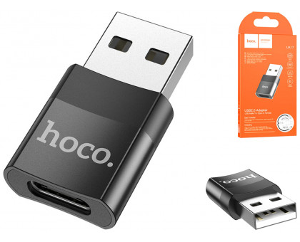 Перехідник USB/Type-C HOCO UA17 (6931474762009) чорний (коробка) (USB Type-A->USB Type-C, вилка-розетка, Підтримка USB:3.0)