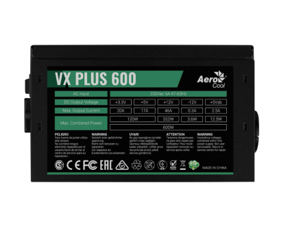 AeroCool 600Вт VX Plus Stealth 600 (ACPN-VS60NEY.12) 600W