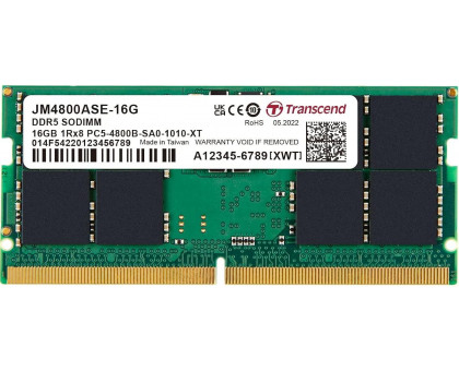 Transcend 16 Gb 4800Mhz DDR5 JetRam (JM4800ASE-16G) (PC5-38400,CL40,1.1 V)