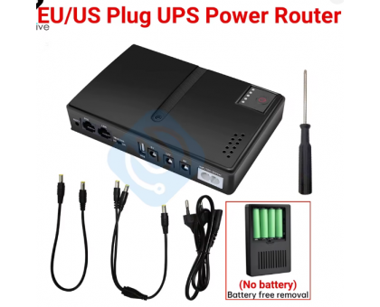 ББЖ UPS-18W DC1018P для роутерів/коммутаторів/PON/POE-430, 5//9/12V, 18Вт без АКБ Black
