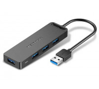 USB хаб Vention 4-Port с micro USB питанием 0.15M Black (CHLBB)