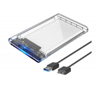 Шахта USB 2.0 Transparent HDD Enclosure 2.5" ,TypeC+USB A External Hard Drive Disk Case 2.5 Inch SATA Box