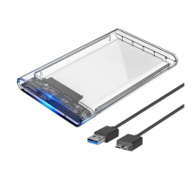 Шахта USB 2.0 Transparent HDD Enclosure 2.5" ,TypeC+USB A External Hard Drive Disk Case 2.5 Inch SATA Box