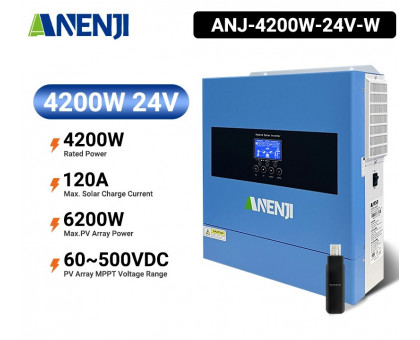 Гібридний інвертор Anenji 4200W 24V ANJ-4200W-24V-W (4200VA/4200W, Max CH 120A, AC 120) Wi-Fi