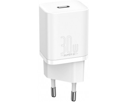 Мережевий ЗП Baseus Super Si 30W White (CCSUP-J02) Швидка зарядка PD 3.0 1*USB Type-C/3 A/5 - 20 V